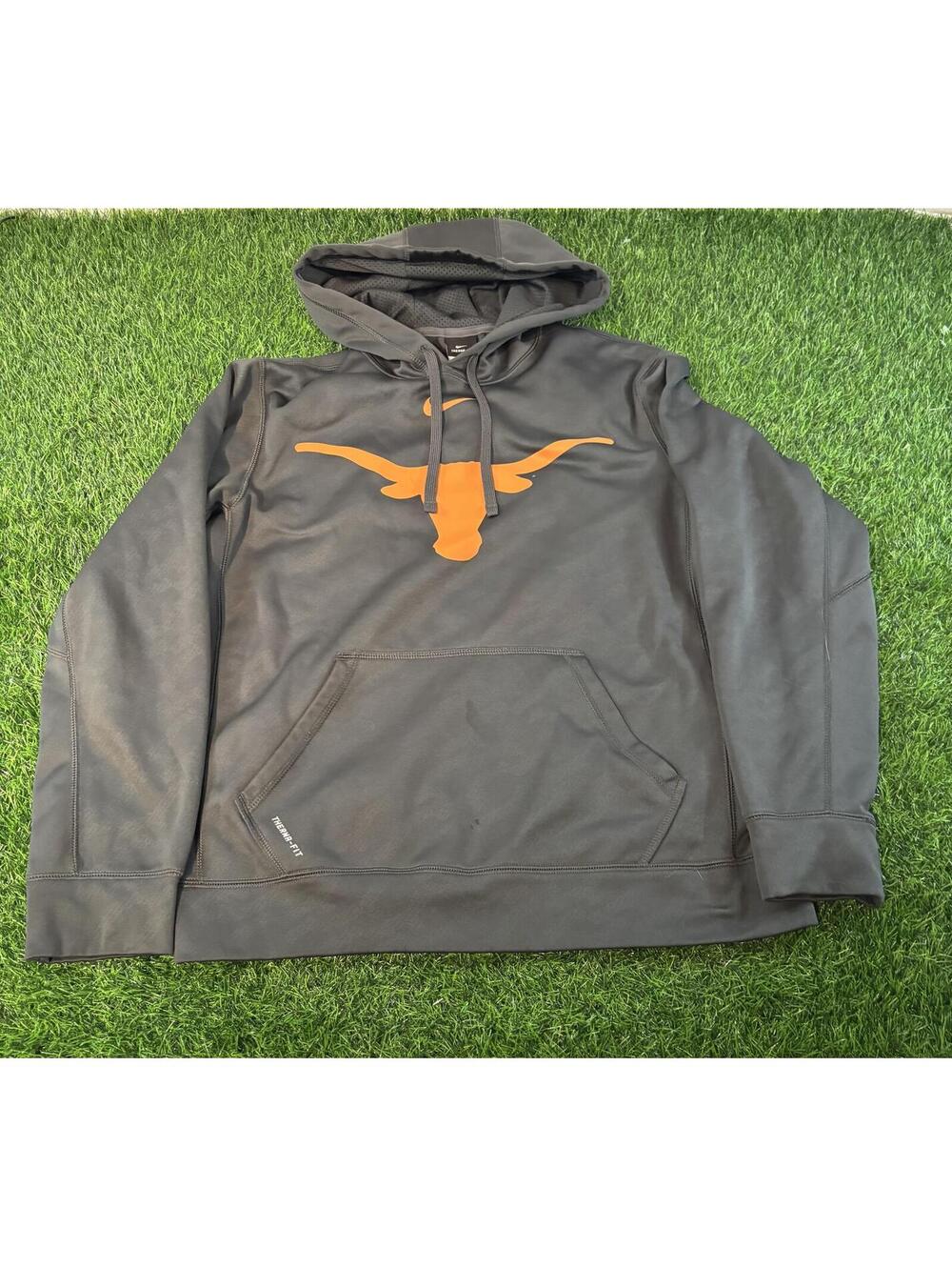 Nike Therma-Fit Texas Gray Hoodie with Orange Longhorn Logo Size M